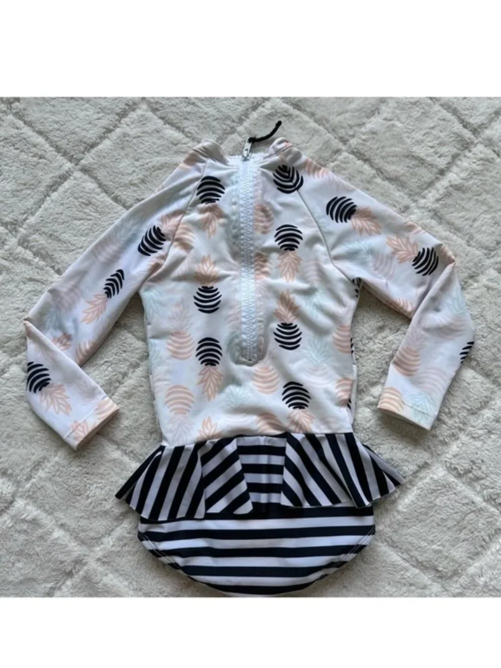 Dot Dot Smile | Long Sleeve Pineapple Rash Guard | Size 5/6